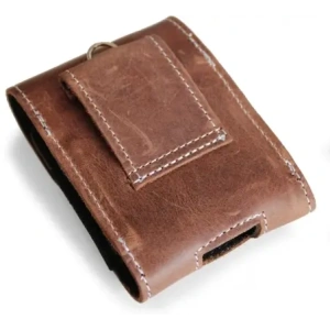 Hurtownia GSM - LURESKO HECTOR FLIP M kožené pouzdro na krk/kapsu/pás pro Flip modely (vintage hnědá s bílou nití) - LUR118 - {ean13} - Hurt