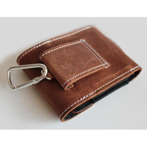 Skórzane etui na szyję / do paska / do szlufki LURESKO HECTOR FLIP M do modeli Flip (brąz vintage  biała nić)