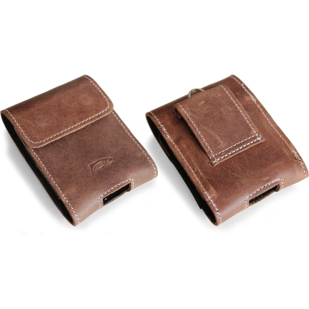 Wholesale LURESKO HECTOR FLIP M leather neck/pocket/belt loop case for Flip models (vintage brown with white thread) - LUR118 - {ean13} - Hurt