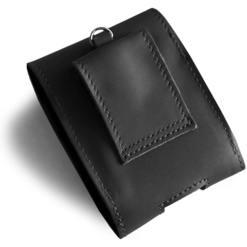 Skórzane etui na szyję / do paska / do szlufki LURESKO HECTOR FLIP M do modeli Flip (czarny gładki czarna nić)