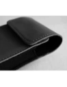 Wholesale LURESKO HECTOR FLIP M leather neck / belt / loop case for Flip models (black smooth with black thread) - LUR119 - {ean13} - Hurt