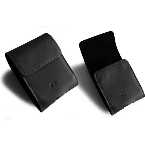 Skórzane etui na szyję / do paska / do szlufki LURESKO HECTOR FLIP M do modeli Flip (czarny gładki czarna nić)