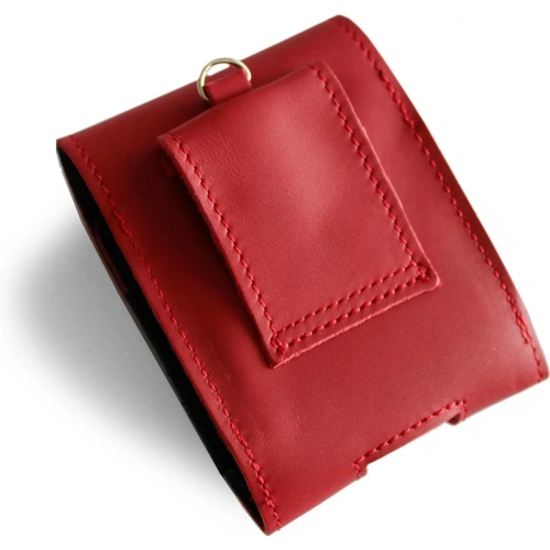 Skórzane etui na szyję / do paska / do szlufki LURESKO HECTOR FLIP M do modeli Flip (czerwony gładki czerwona nić)