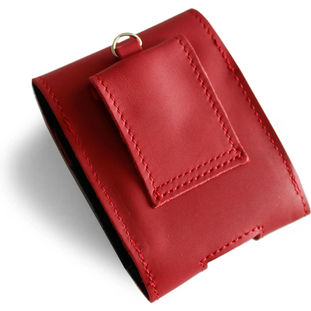 Wholesale LURESKO HECTOR FLIP M leather neck/pouch/belt loop case for Flip models (red smooth with red thread) - LUR120 - {ean13} - Hurt