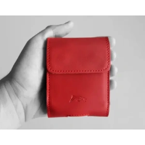 Wholesale LURESKO HECTOR FLIP M leather neck/pouch/belt loop case for Flip models (red smooth with red thread) - LUR120 - {ean13} - Hurt