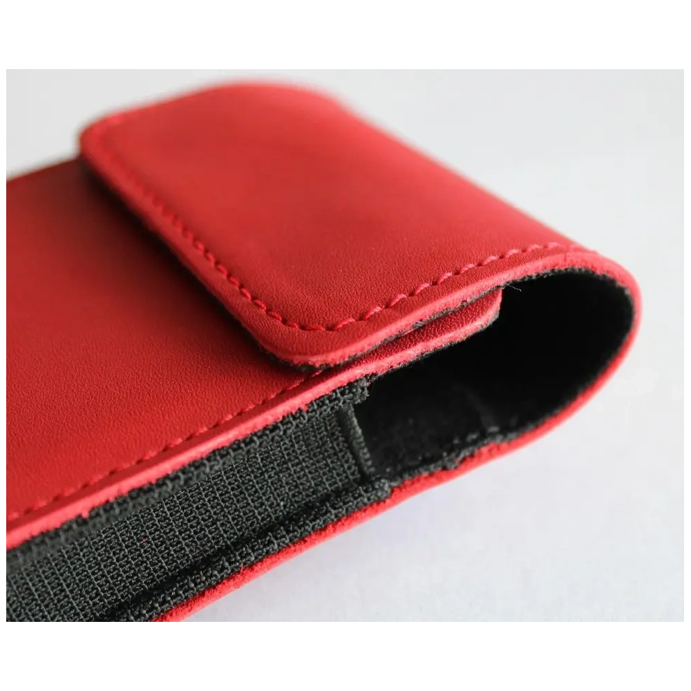 Wholesale LURESKO HECTOR FLIP M leather neck/pouch/belt loop case for Flip models (red smooth with red thread) - LUR120 - {ean13} - Hurt
