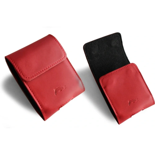 Skórzane etui na szyję / do paska / do szlufki LURESKO HECTOR FLIP M do modeli Flip (czerwony gładki czerwona nić)