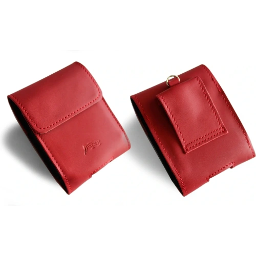 Skórzane etui na szyję / do paska / do szlufki LURESKO HECTOR FLIP M do modeli Flip (czerwony gładki czerwona nić)