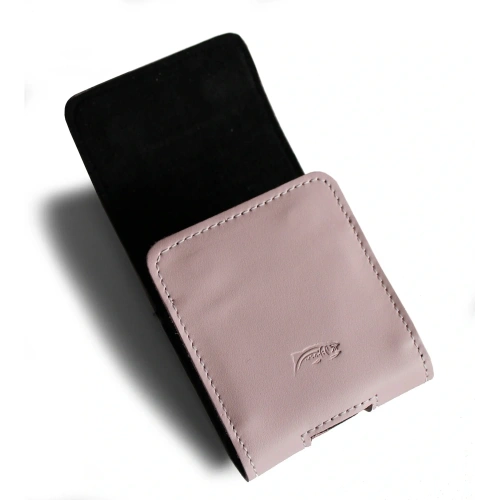 Skórzane etui na szyję / do paska / do szlufki LURESKO HECTOR FLIP M do modeli Flip (różowy gładki biała nić)