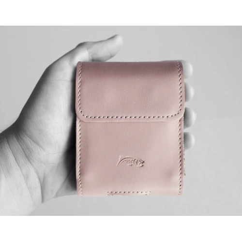 Skórzane etui na szyję / do paska / do szlufki LURESKO HECTOR FLIP M do modeli Flip (różowy gładki biała nić)