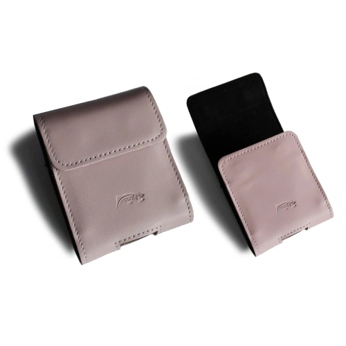 Skórzane etui na szyję / do paska / do szlufki LURESKO HECTOR FLIP M do modeli Flip (różowy gładki biała nić)