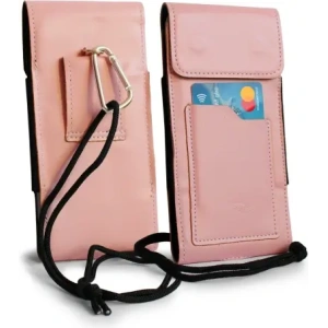 Wholesale LURESKO HECTOR XXL leather neck case / belt case / loop case vertical 167x78x10mm (smooth pink with white thread) - LUR123 - {ean13} - Hurt