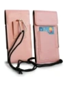 Wholesale LURESKO HECTOR XXL leather neck case / belt case / loop case vertical 167x78x10mm (smooth pink with white thread) - LUR123 - {ean13} - Hurt