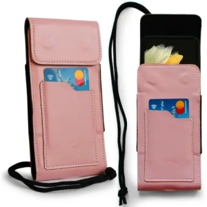 Wholesale LURESKO HECTOR XXL leather neck case / belt case / loop case vertical 167x78x10mm (smooth pink with white thread) - LUR123 - {ean13} - Hurt