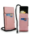 Wholesale LURESKO HECTOR XXL leather neck case / belt case / loop case vertical 167x78x10mm (smooth pink with white thread) - LUR123 - {ean13} - Hurt