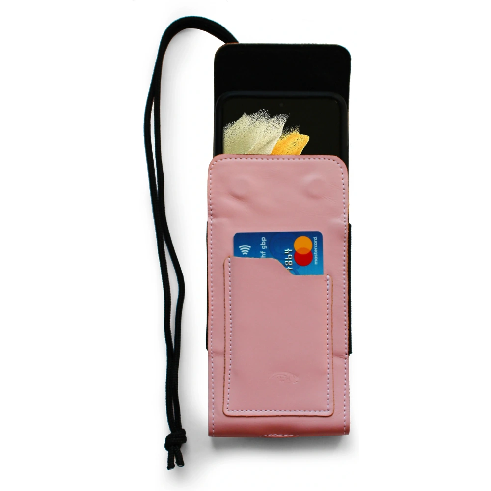 Wholesale LURESKO HECTOR XXL leather neck case / belt case / loop case vertical 167x78x10mm (smooth pink with white thread) - LUR123 - {ean13} - Hurt