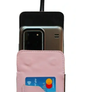 Wholesale LURESKO HECTOR XXL leather neck case / belt case / loop case vertical 167x78x10mm (smooth pink with white thread) - LUR123 - {ean13} - Hurt