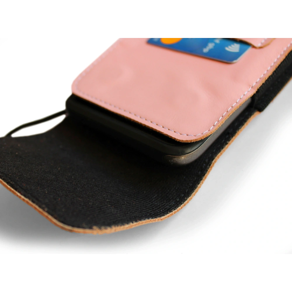Wholesale LURESKO HECTOR XXL leather neck case / belt case / loop case vertical 167x78x10mm (smooth pink with white thread) - LUR123 - {ean13} - Hurt