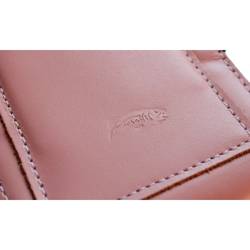 Skórzane etui na szyję / do paska / do szlufki kabura pionowa LURESKO HECTOR XXL 167x78x10mm (różowy gładki biała nić)