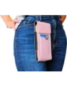 Wholesale LURESKO HECTOR XXL leather neck case / belt case / loop case vertical 167x78x10mm (smooth pink with white thread) - LUR123 - {ean13} - Hurt