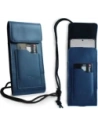 Wholesale LURESKO HECTOR XXL leather neck case / belt case / loop holster vertical 167x78x10mm (smooth blue with blue thread) - LUR124 - {ean13} - Hurt