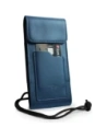 Wholesale LURESKO HECTOR XXL leather neck case / belt case / loop holster vertical 167x78x10mm (smooth blue with blue thread) - LUR124 - {ean13} - Hurt