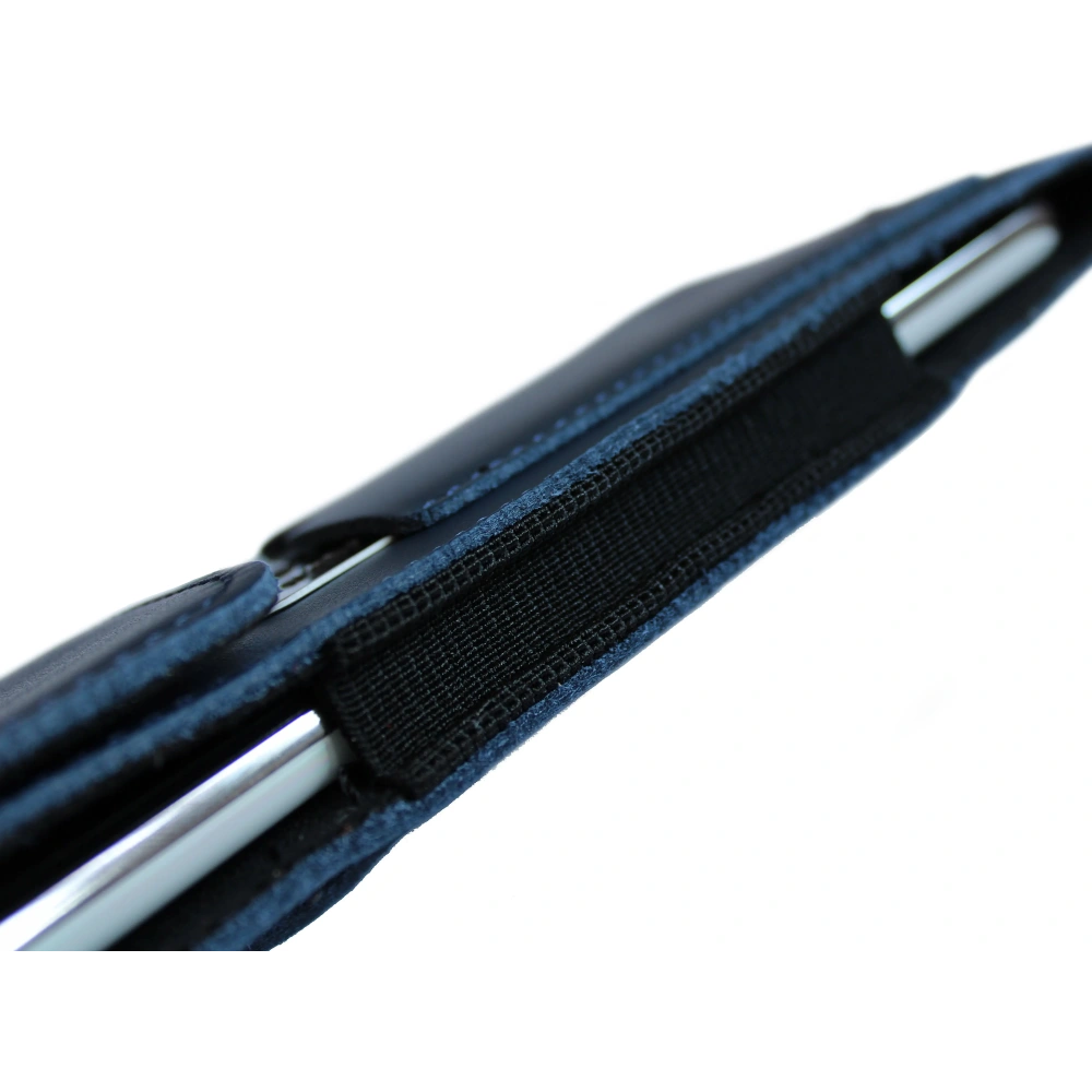 Wholesale LURESKO HECTOR XXL leather neck case / belt case / loop holster vertical 167x78x10mm (smooth blue with blue thread) - LUR124 - {ean13} - Hurt