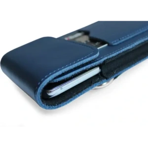 Wholesale LURESKO HECTOR XXL leather neck case / belt case / loop holster vertical 167x78x10mm (smooth blue with blue thread) - LUR124 - {ean13} - Hurt