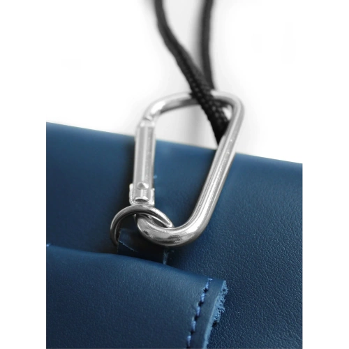 Skórzane etui na szyję / do paska / do szlufki kabura pionowa LURESKO HECTOR XXL 167x78x10mm (niebieski gładki niebieska nić)