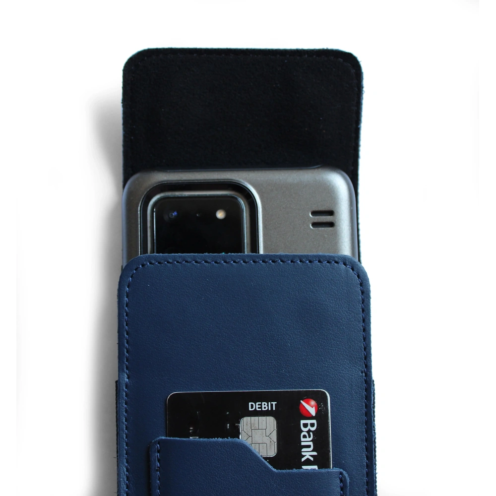 Hurtownia GSM - LURESKO HECTOR XXL Lederhals-Case / Gürteltasche / Loop-Holster vertikal 167x78x10mm (glatt blau mit blauer Naht) - LUR124 - {ean13} - Hurt