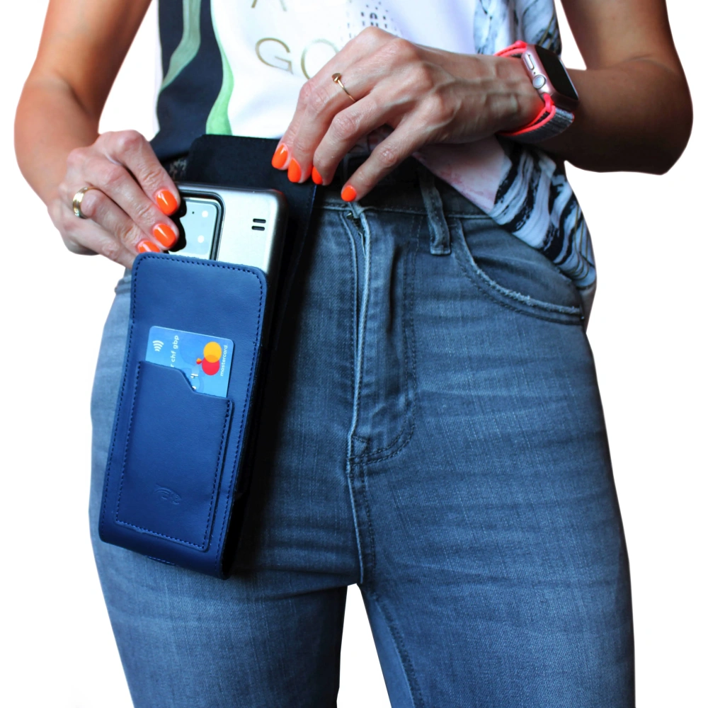 Hurtownia GSM - LURESKO HECTOR XXL Lederhals-Case / Gürteltasche / Loop-Holster vertikal 167x78x10mm (glatt blau mit blauer Naht) - LUR124 - {ean13} - Hurt