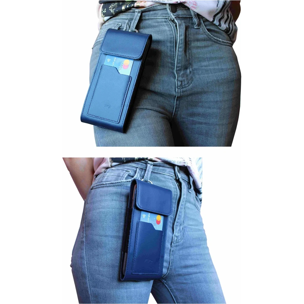 Hurtownia GSM - LURESKO HECTOR XXL Lederhals-Case / Gürteltasche / Loop-Holster vertikal 167x78x10mm (glatt blau mit blauer Naht) - LUR124 - {ean13} - Hurt