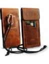 LURESKO HECTOR XXL R XXL leather neck case / belt case / loop holster vertical 167x78x10mm (light vintage brown with white thread)
