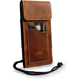 Wholesale LURESKO HECTOR XXL R XXL leather neck case / belt case / loop holster vertical 167x78x10mm (light vintage brown with white thread) - LUR125 - {ean13} - Hurt