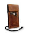Wholesale LURESKO HECTOR XXL R XXL leather neck case / belt case / loop holster vertical 167x78x10mm (light vintage brown with white thread) - LUR125 - {ean13} - Hurt