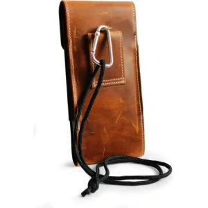 Wholesale LURESKO HECTOR XXL R XXL leather neck case / belt case / loop holster vertical 167x78x10mm (light vintage brown with white thread) - LUR125 - {ean13} - Hurt