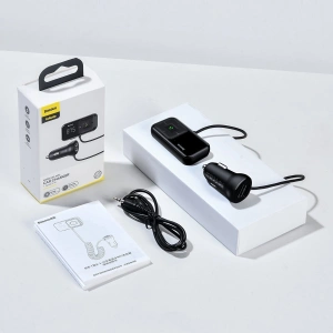 Hurtownia GSM - Transmiter FM Baseus T typed S-16, AUX, Bluetooth 5.0, 2x USB, microSD, 3A (černý) - BSU1454BLK - {ean13} - Hurt