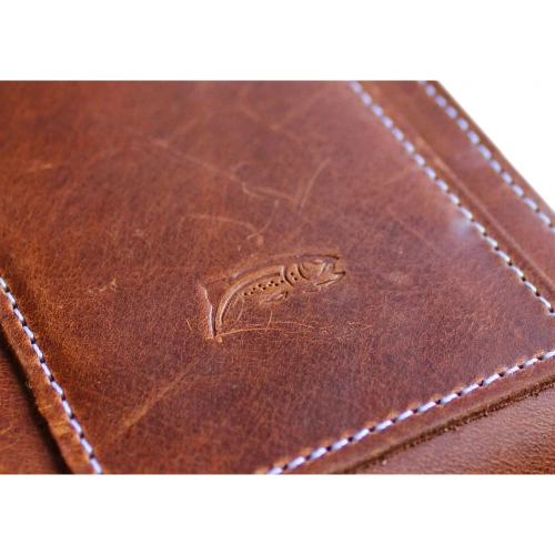 Skórzane etui na szyję / do paska / do szlufki kabura pionowa LURESKO HECTOR XXL 167x78x10mm (jasny brąz vintage biała nić)