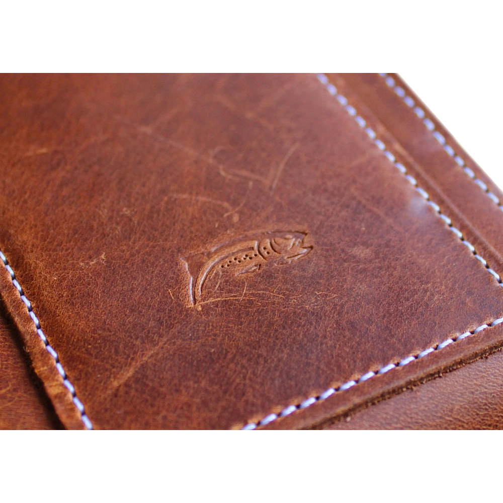 Hurtownia GSM - Skórzane etui na szyję / do paska / do szlufki kabura pionowa LURESKO HECTOR XXL 167x78x10mm (jasny brąz vintage biała nić) - LUR125 - {ean13} - Hurt