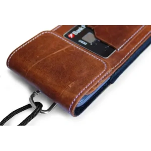 Wholesale LURESKO HECTOR XXL R XXL leather neck case / belt case / loop holster vertical 167x78x10mm (light vintage brown with white thread) - LUR125 - {ean13} - Hurt