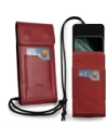 Wholesale LURESKO HECTOR XXL leather neck case / belt case / loop vertical holster 167x78x10mm (red smooth with red thread) - LUR126 - {ean13} - Hurt