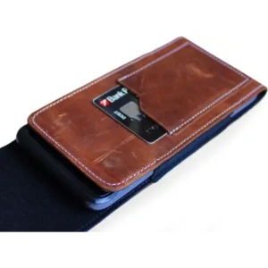 Wholesale LURESKO HECTOR XXL R XXL leather neck case / belt case / loop holster vertical 167x78x10mm (light vintage brown with white thread) - LUR125 - {ean13} - Hurt