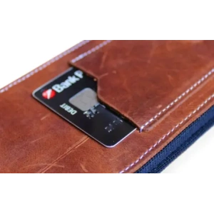 Wholesale LURESKO HECTOR XXL R XXL leather neck case / belt case / loop holster vertical 167x78x10mm (light vintage brown with white thread) - LUR125 - {ean13} - Hurt