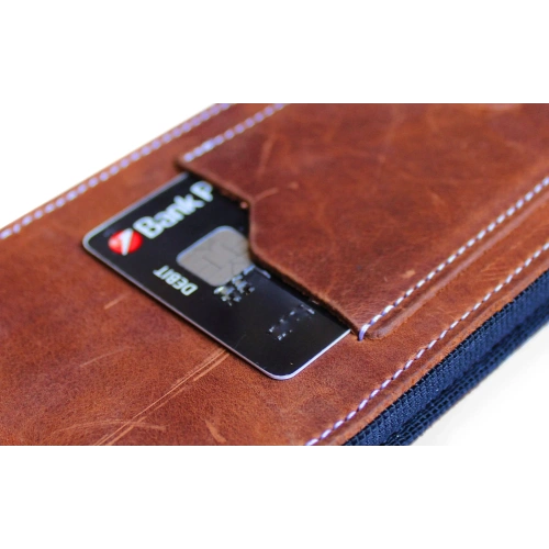 Skórzane etui na szyję / do paska / do szlufki kabura pionowa LURESKO HECTOR XXL 167x78x10mm (jasny brąz vintage biała nić)