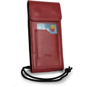 Wholesale LURESKO HECTOR XXL leather neck case / belt case / loop vertical holster 167x78x10mm (red smooth with red thread) - LUR126 - {ean13} - Hurt