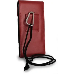 Wholesale LURESKO HECTOR XXL leather neck case / belt case / loop vertical holster 167x78x10mm (red smooth with red thread) - LUR126 - {ean13} - Hurt