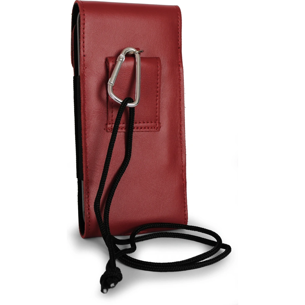 Wholesale LURESKO HECTOR XXL leather neck case / belt case / loop vertical holster 167x78x10mm (red smooth with red thread) - LUR126 - {ean13} - Hurt
