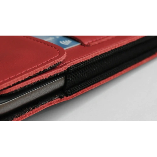 Skórzane etui na szyję / do paska / do szlufki kabura pionowa LURESKO HECTOR XXL 167x78x10mm (czerwony gładki czerwona nić)