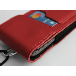 Wholesale LURESKO HECTOR XXL leather neck case / belt case / loop vertical holster 167x78x10mm (red smooth with red thread) - LUR126 - {ean13} - Hurt