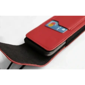 Wholesale LURESKO HECTOR XXL leather neck case / belt case / loop vertical holster 167x78x10mm (red smooth with red thread) - LUR126 - {ean13} - Hurt